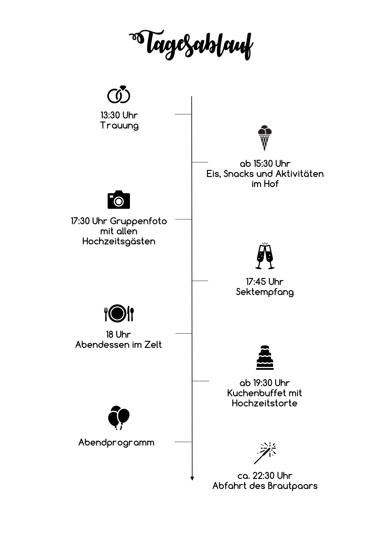 Hochzeit CDB - Tagesablauf Fächer - Rückseite